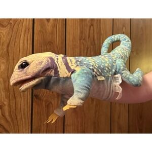 Folkmanis Hand Puppet Collard Lizard Plush Green And Yellow